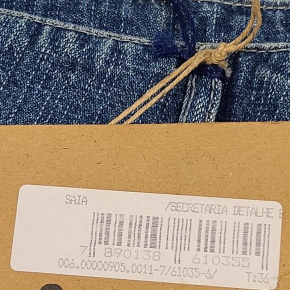 VIA DUTTUS 20" Brazilian Denim Blue Jean Skirt Womens Size 0 NWT - Picture 8 of 11